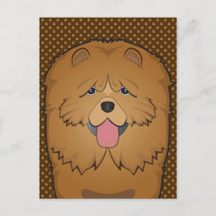 Carte Postale Poignées de dessin de Chien Chow Chow