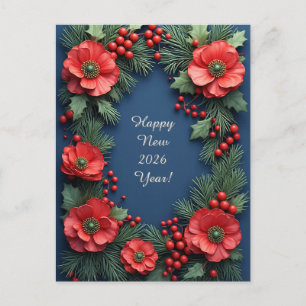 Carte Postale ❄️ Poinsettia Fête de Noël Éclat 🎄 Élégant