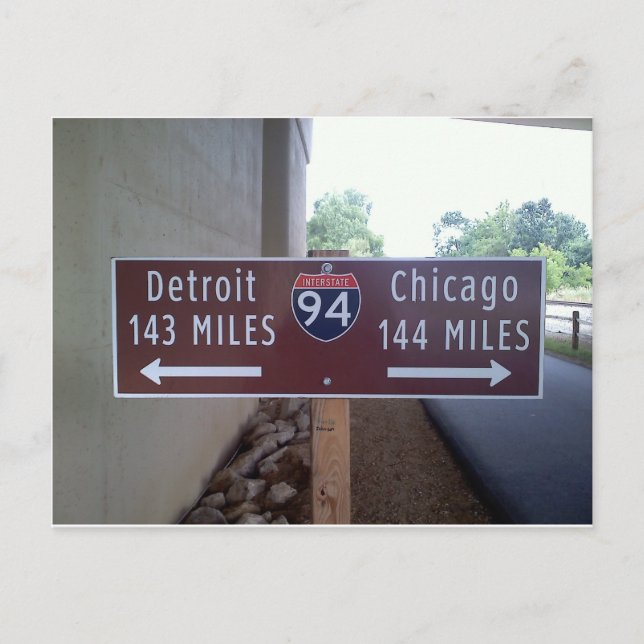 Carte Postale Point à mi-chemin, Detroit Chicago (Devant)