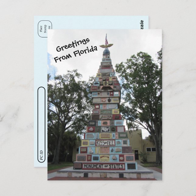Carte Postale Point de passage - Monument des Etats - Floride (Devant / Derrière)