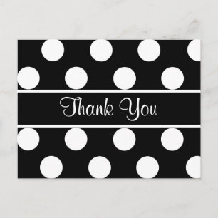Carte Postale Point Polka noir et blanc Merci