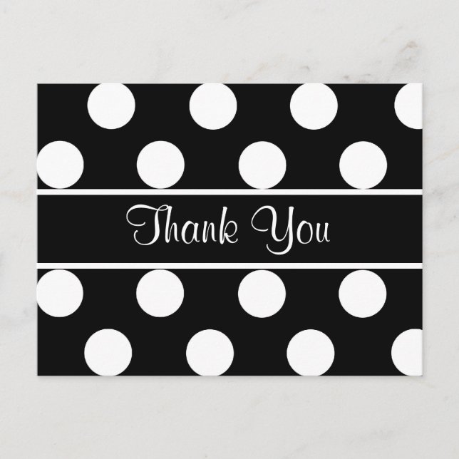 Carte Postale Point Polka noir et blanc Merci (Devant)