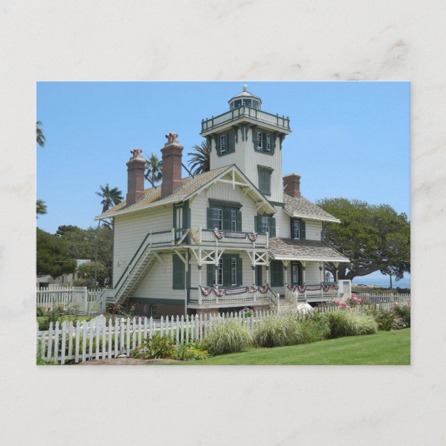 Carte Postale Point Postcard Fermin Phare San Pedro CA Park (Devant)