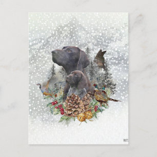 Carte Postale Pointeur à poils courts allemand en hiver