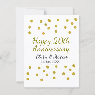 Carte Postale Points dorés scintillent joyeux 20e anniversaire d
