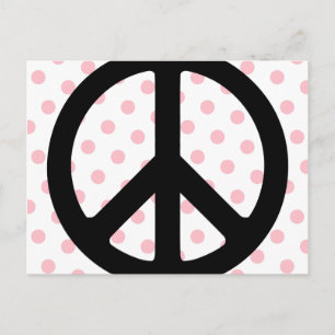 Carte Postale Points roses avec symbole de paix noir