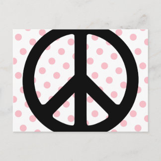 Carte Postale Points roses avec symbole de paix noir