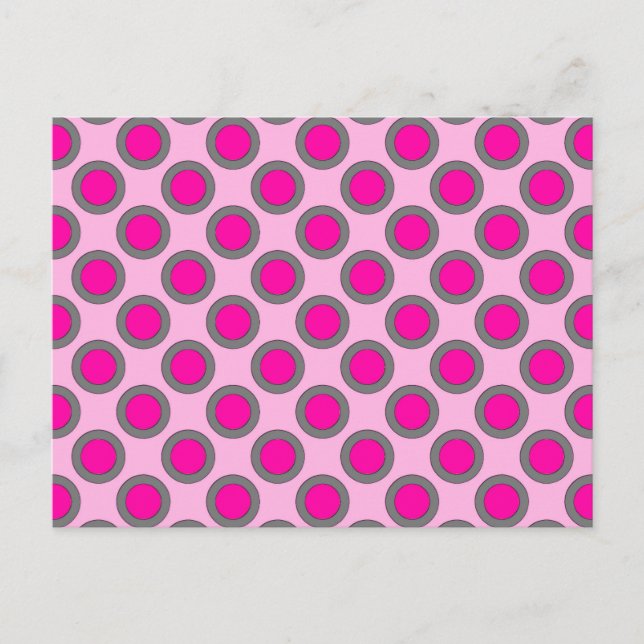 Carte Postale Points tournés, fuchsia, gris et rose (Devant)