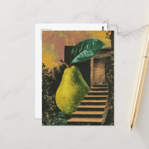 Carte Postale Poire surréaliste et escaliers