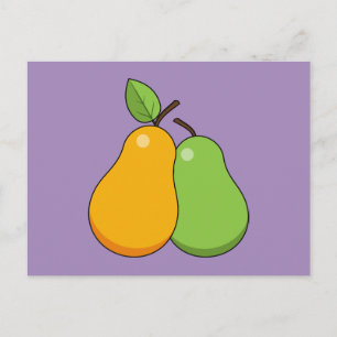 Carte Postale Poires jaunes et vertes