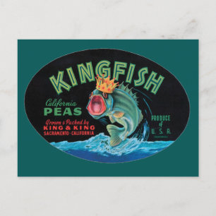 Carte Postale Pois de poisson vintage Étiquette