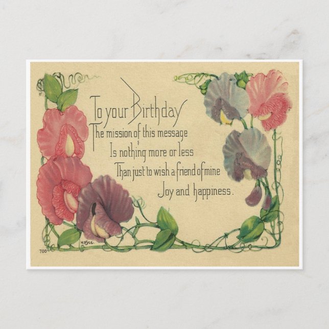 Carte Postale Pois doux vintages d'anniversaire (Devant)