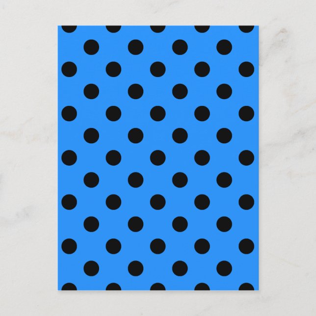 Carte Postale pois - Noir sur Dodger Blue (Devant)