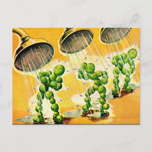 Carte Postale pois verts prenant des douches (Devant)