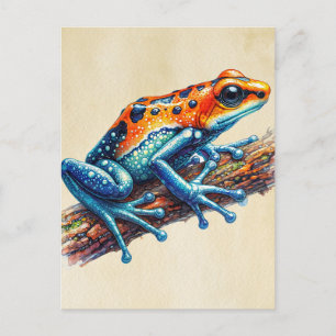 Carte Postale Poison grenouille à tarte orange bleu
