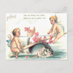 Carte Postale Poisson à bascule d'ange chérubin