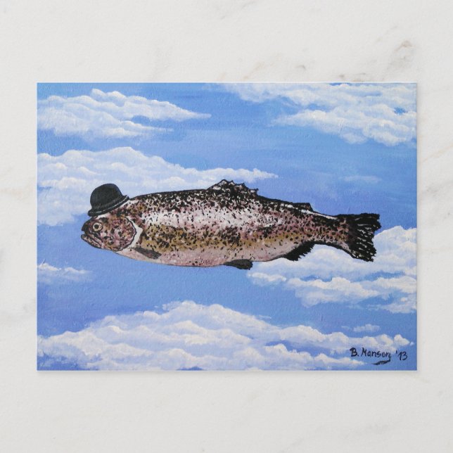 Carte Postale Poisson avec Bowler (Devant)