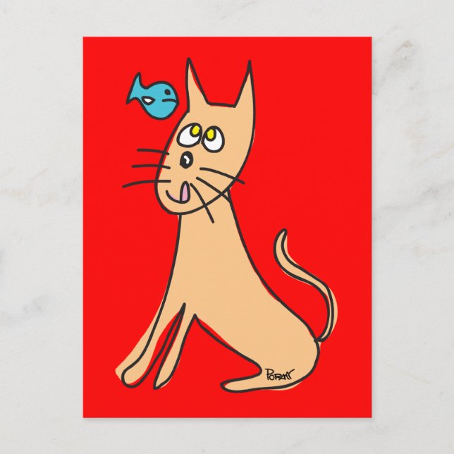 Carte postale Poisson & Chat (Devant)