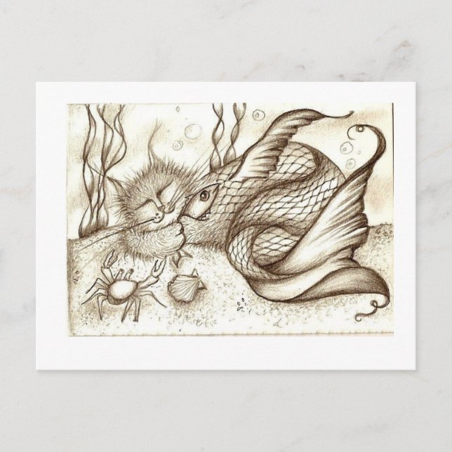 Carte Postale poisson-chat (Devant)