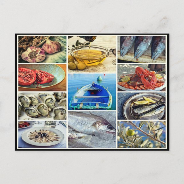 Carte Postale Poisson classique fruits de mer manger collage cui (Devant)