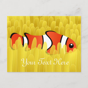 Carte Postale Poisson clown mignon et belle anémone de mer Jaune