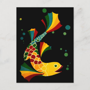 Carte Postale poisson coloré ‘n bulles