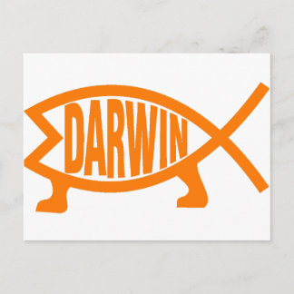 Carte Postale Poisson Darwin Original (orange clair)