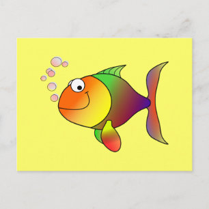 Carte Postale Poisson de dessin animé coloré