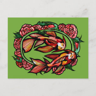 Carte Postale Poisson d'étang de Koi Art Etangs de Koi japonais