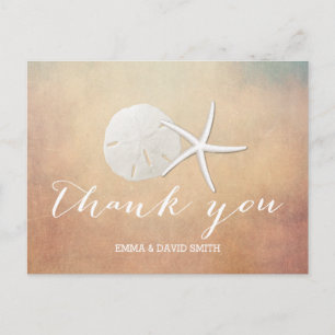 Carte Postale Poisson d'étoile et Merci de dollar de sable