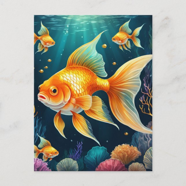 Carte Postale Poisson d'or sous-marin (Devant)