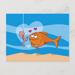 Carte Postale Poisson et appât en amour