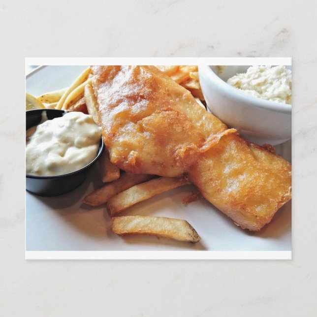 Carte Postale Poisson Et Chips (Devant)