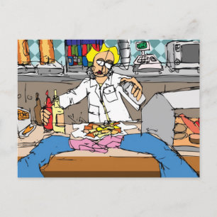 Carte Postale Poisson et chips