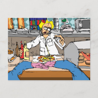 Carte Postale Poisson et chips