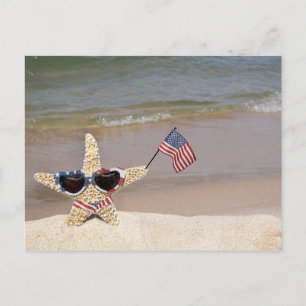 Carte Postale poisson-étoile avec drapeau américain