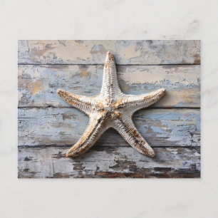Carte Postale Poisson étoilé rustique sur bois Patiné