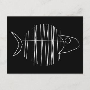 Carte Postale Poisson funky - B & W