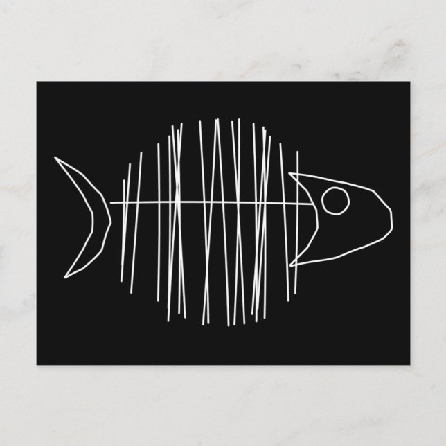 Carte Postale Poisson funky - B & W (Devant)