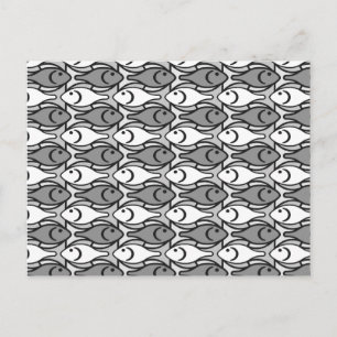 Carte Postale Poisson moderne du milieu du siècle, gris, blanc e