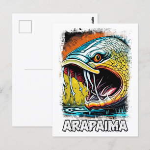 Carte Postale Poisson Monstre Arapaima pour ANGLERS EXTRÊMES Ama