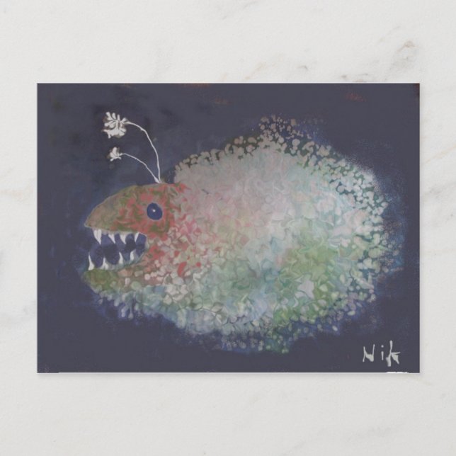 Carte Postale Poisson pêcheur ? Ou une goutte de dents ? (Devant)