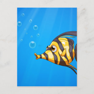 Carte Postale Poisson rayé sous la mer
