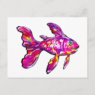 Carte Postale Poisson rouge magenta