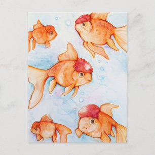 Carte Postale Poisson rouge oranda fantaisie