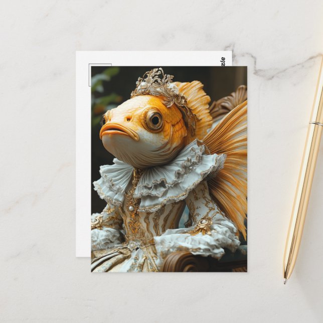 Carte Postale Poisson royal (Devant/Arrière en situation)