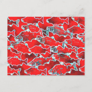 CARTE POSTALE POISSON SAUMON REDS
