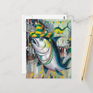 Carte Postale Poisson Silencieux Mardi Gras