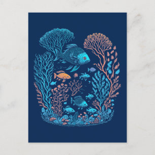 Carte Postale Poisson sous-marin Corail Reef
