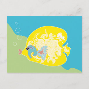Carte Postale Poisson Tropical Fantaisiste Art Océanique